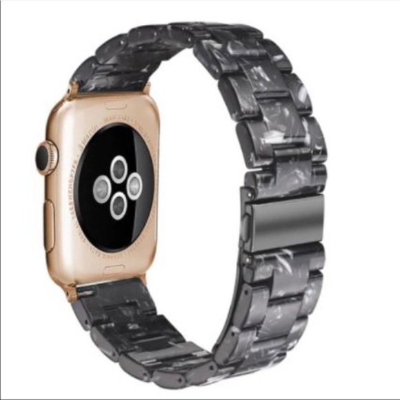 NEW Resin Black Marble Strap Band for Apple Watch - Picture 4 of 4